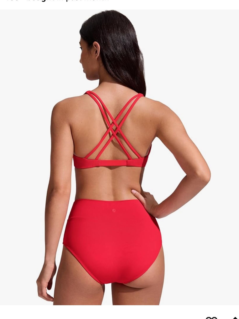 CRZ YOGA Swim suit Red High-Waist V-Neck Bikini Set - Swim crossover bottom Red - Picture 3 of 8